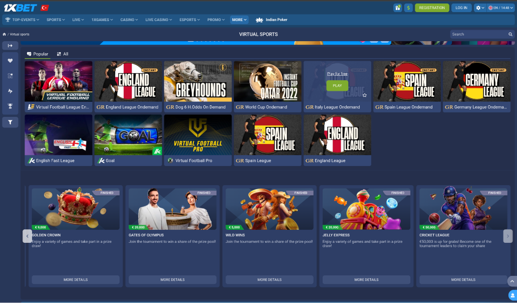 1xBet virtual sports betting